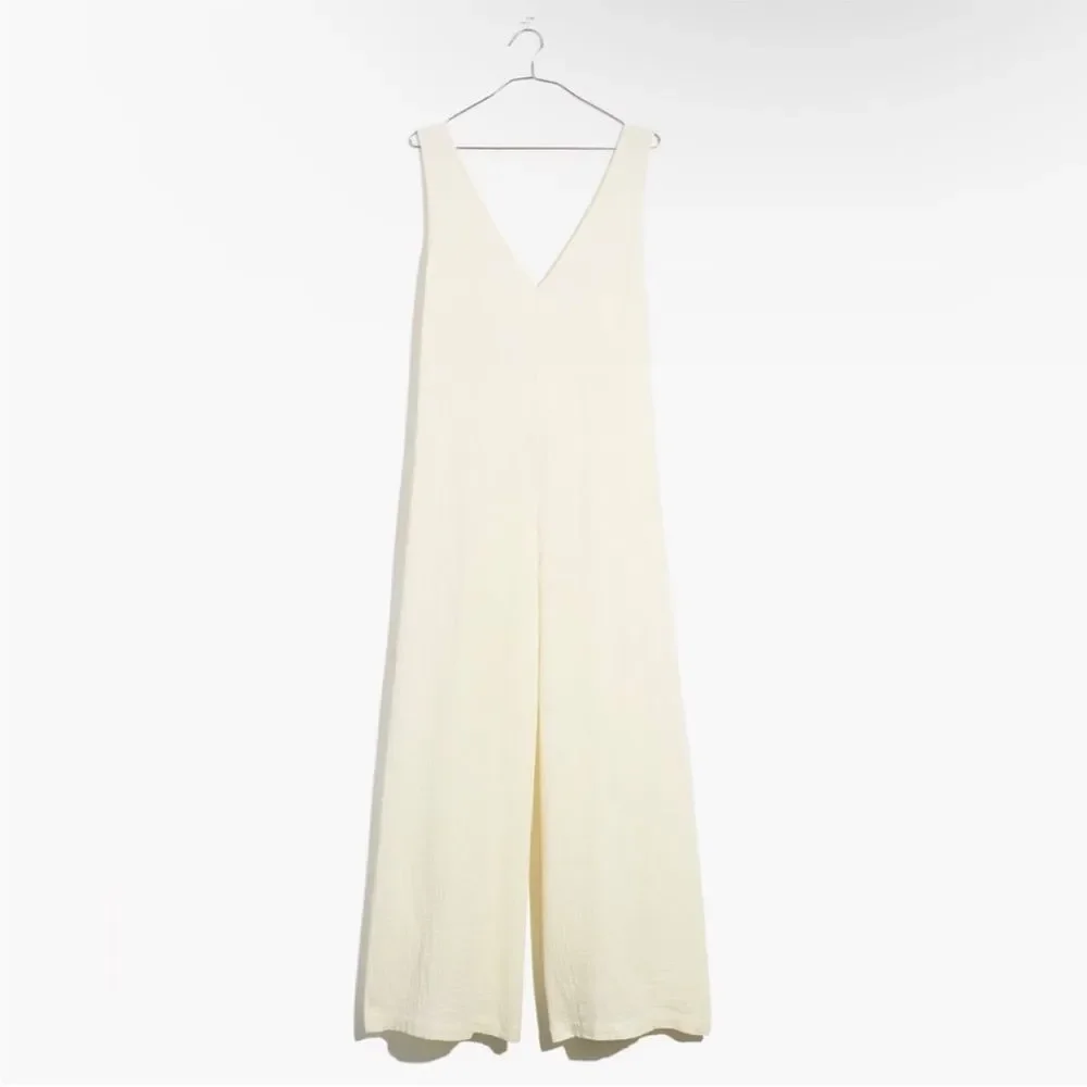 NWT Madewell Size Large NF563 Lightestspun Tie Back Cover Up Jumpsuit Lighthouse